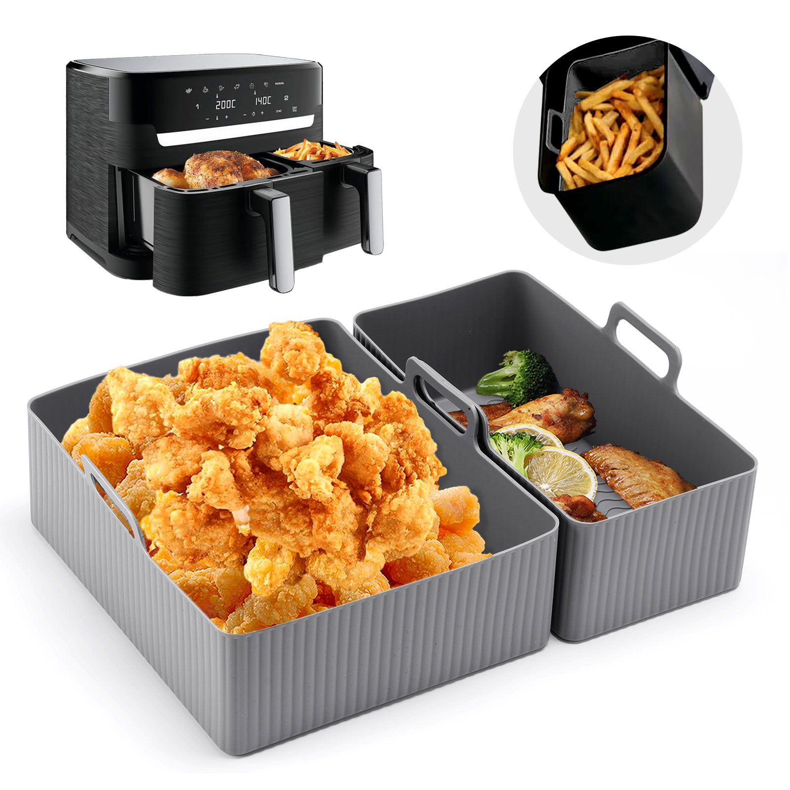 Air Fryer Silicone Pot Liner - Набор из 2 шт., силиконовый коврик